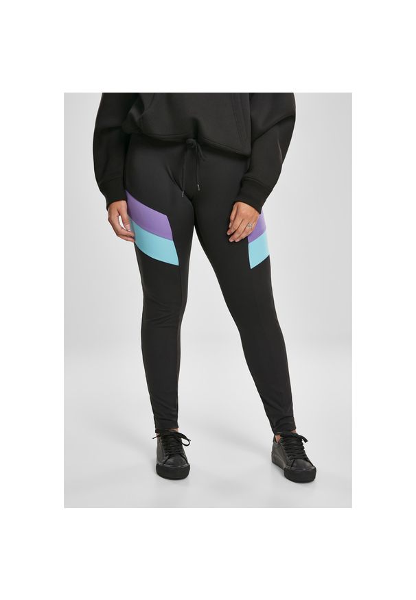 Urban Classics - Legginsy damskie w dużych rozmiarach Urban Classic block class. Kolor: fioletowy, wielokolorowy, czarny