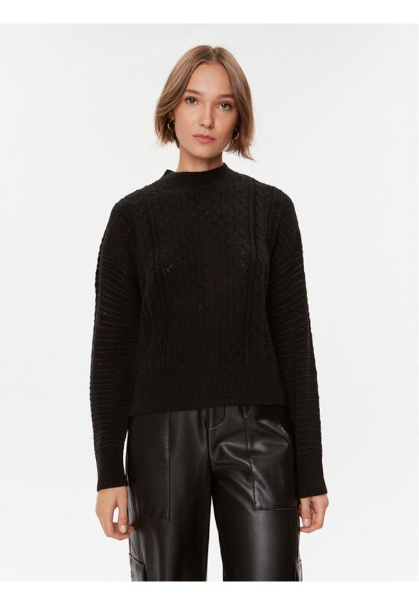 Guess Sweter W3BR37 Z2X40 Czarny Regular Fit. Kolor: czarny. Materiał: syntetyk
