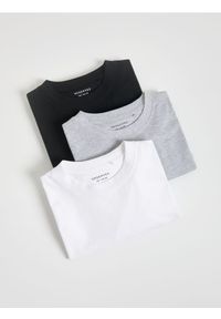 Reserved - Bawełniany longsleeve 3 pack - biały. Kolor: biały. Materiał: bawełna. Długość rękawa: długi rękaw