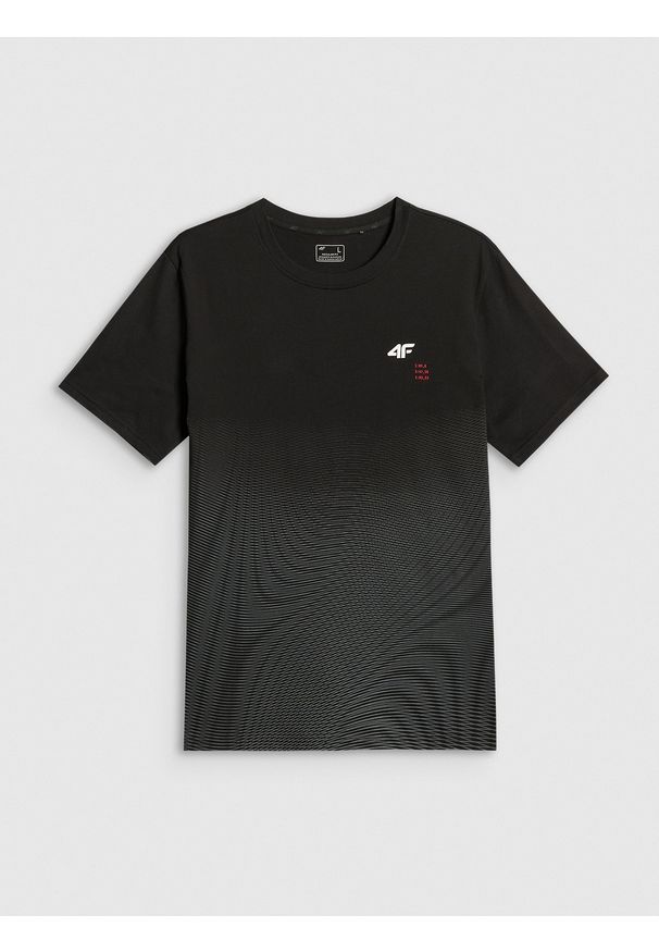 4f - 4F T-shirt regular z nadrukiem męski - czarny L. Okazja: na co dzień. Kolor: czarny. Materiał: materiał. Wzór: nadruk. Styl: casual, sportowy