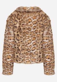 Born2be - Brązowa Kurtka Futerko z Wiskozą w Panterkę z Wsuwanymi Kieszeniami Eltinnia. Okazja: na co dzień. Typ kołnierza: golf. Kolor: brązowy. Materiał: wiskoza, futro. Wzór: motyw zwierzęcy. Styl: wizytowy, casual #3