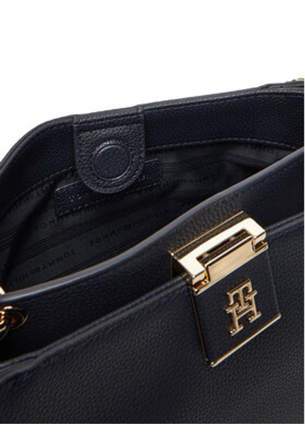 TOMMY HILFIGER - Tommy Hilfiger Torebka Th Her Med Satchel Corp AW0AW17830 Granatowy. Kolor: niebieski. Materiał: skórzane
