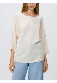 Reserved - Sweter z wiskozą - kremowy. Kolor: kremowy. Materiał: wiskoza