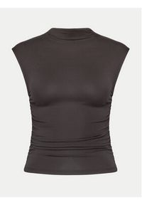 Gina Tricot Top 20883 Beżowy Slim Fit. Kolor: beżowy, szary. Materiał: wiskoza #6