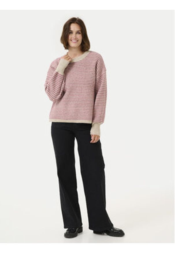 Kaffe Sweter Ellery 10509032 Różowy Loose Fit. Kolor: różowy. Materiał: syntetyk