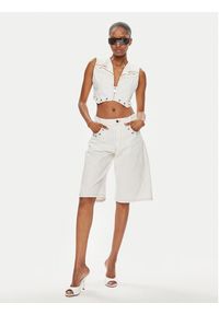 Pinko Szorty jeansowe Xmen 103626 A1VD Biały Regular Fit. Kolor: biały. Materiał: jeans, bawełna