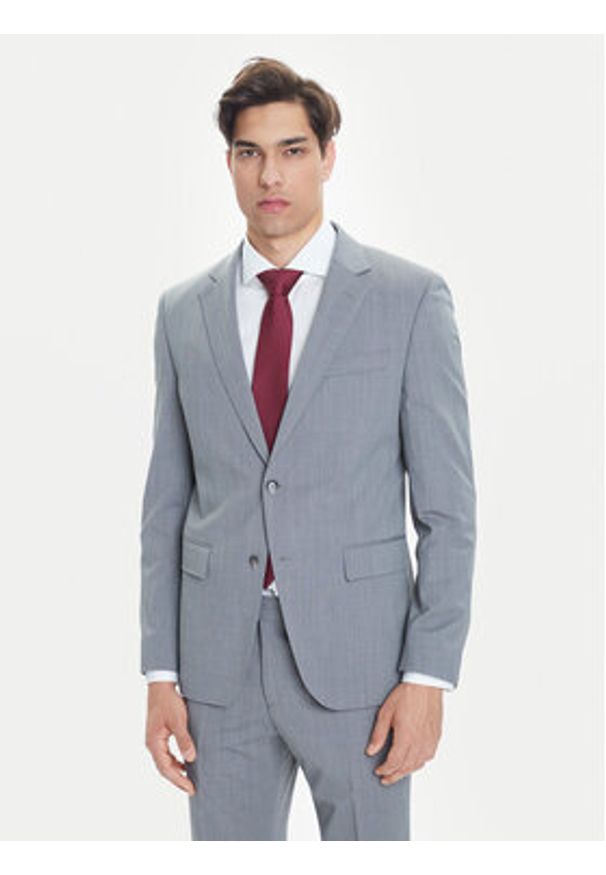 BOSS Garnitur H-Huge 50546087 Szary Slim Fit. Kolor: szary. Materiał: syntetyk