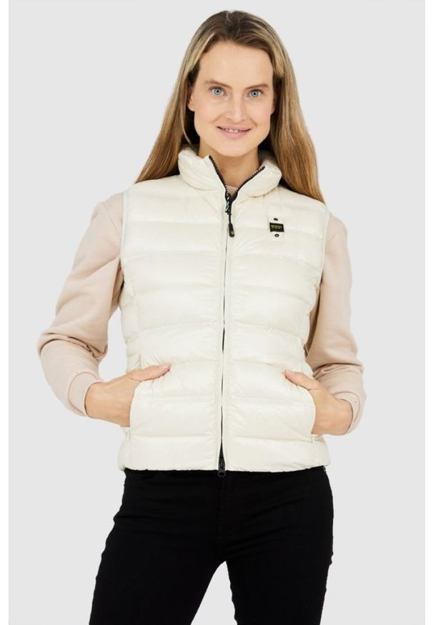 Blauer USA - BLAUER Ecru bezrękawnik damski Sherri, Rozmiar L. Kolor: biały. Materiał: poliamid. Długość rękawa: bez rękawów
