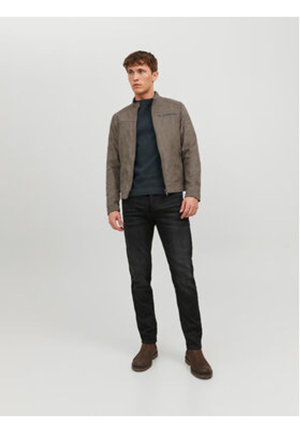 Jack & Jones Kurtka z imitacji skóry Rocky 12147218 Szary Regular Fit. Kolor: szary. Materiał: skóra