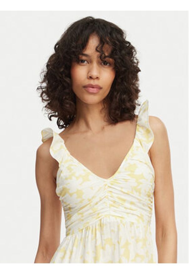 Vero Moda Sukienka letnia Dichte 10341603 Żółty Regular Fit. Kolor: żółty. Materiał: bawełna. Sezon: lato