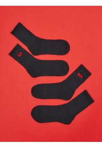 Sinsay - Skarpetki 2 pack - czarny. Kolor: czarny. Materiał: materiał, prążkowany. Wzór: haft