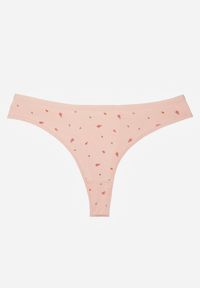 Renee - Jasnoróżowe Majtki Strongi z Drobnym Nadrukiem z Bawełną Clymeine. Kolor: różowy. Materiał: bawełna. Wzór: nadruk #1