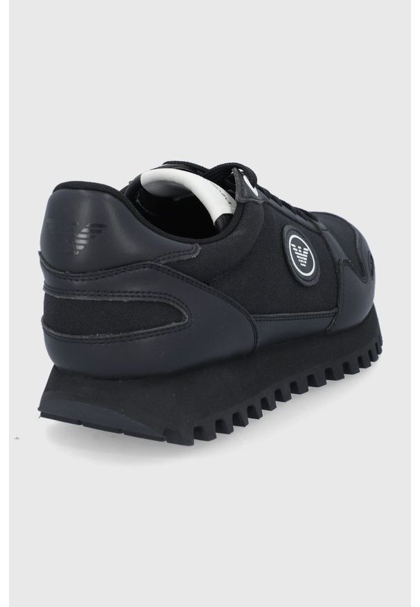 Emporio Armani Buty kolor czarny. Nosek buta: okrągły. Zapięcie: sznurówki. Kolor: czarny