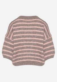 Born2be - Brązowy Sweter z Wełną i Bufiastymi Rękawami w Paski Kaonne. Okazja: na co dzień. Kolor: brązowy. Materiał: wełna. Wzór: paski. Styl: elegancki, casual #6