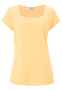Shirt z krótkim rękawem i dekoltem karo bonprix kremowy żółty. Typ kołnierza: dekolt w karo. Kolor: żółty. Długość rękawa: krótki rękaw. Długość: krótkie #1