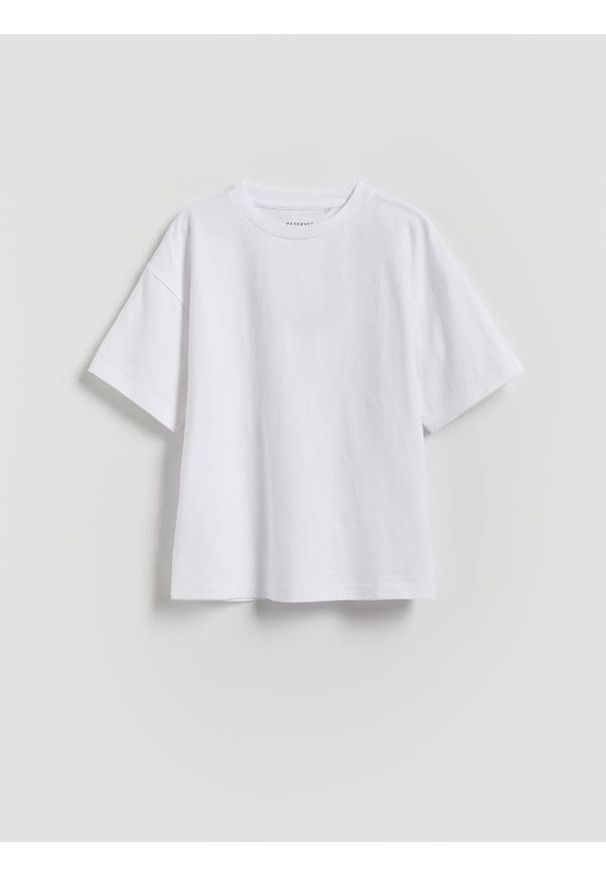Reserved - Bawełniany t-shirt - biały. Kolor: biały. Materiał: bawełna