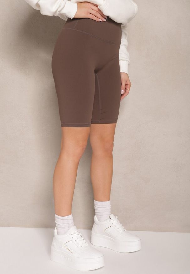 Renee - Brązowe Szorty Kolarki High Waist Basalla. Okazja: na co dzień. Stan: podwyższony. Kolor: brązowy. Sezon: lato. Styl: casual
