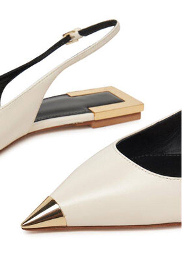 Elisabetta Franchi Sandały SA-07L-51E2 Écru. Materiał: skóra