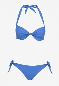 Renee - Niebieskie Dwuczęściowy Komplet Bikini Zureviana. Kolor: niebieski. Wzór: aplikacja