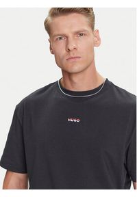 Hugo - HUGO T-Shirt Split Logo 50544185 Czarny Relaxed Fit. Kolor: czarny. Materiał: bawełna #4