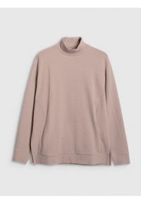 4f - 4F Bluza dresowa do jogi i pilatesu damska - beżowa M. Okazja: na co dzień. Kolor: beżowy. Materiał: dresówka. Wzór: gładki. Styl: klasyczny, casual. Sport: joga i pilates