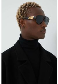 VERSACE - Versace okulary przeciwsłoneczne męskie kolor czarny. Kolor: czarny #6