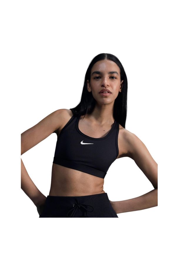 Biustonosz sportowy Nike średnie wsparcie. Kolor: czarny. Materiał: poliester. Technologia: Dri-Fit (Nike). Sport: fitness, taniec