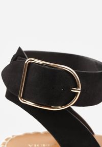 Renee - Czarne Sandały VICES na Platformie Ozdobione Plecionką z Juty Pellitoris. Kolor: czarny. Wzór: aplikacja. Sezon: lato. Obcas: na platformie. Styl: elegancki #8