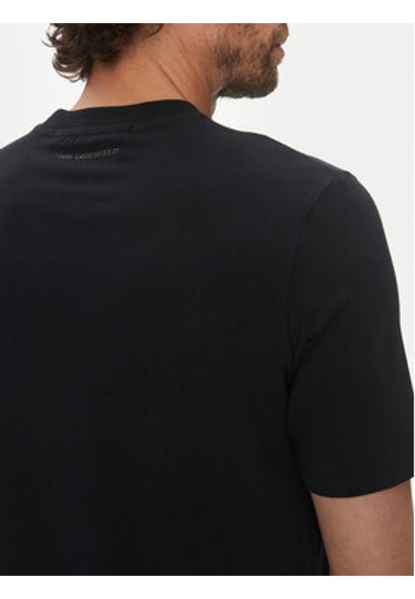 Karl Lagerfeld - KARL LAGERFELD T-Shirt 755750 552221 Granatowy Regular Fit. Typ kołnierza: dekolt w karo. Kolor: niebieski. Materiał: bawełna