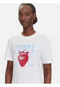Tommy Jeans T-Shirt Strawberry DW0DW20894 Biały Relaxed Fit. Kolor: biały. Materiał: bawełna