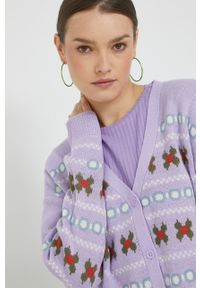 Noisy may - Noisy May kardigan damski kolor fioletowy lekki. Kolor: fioletowy. Materiał: dzianina #1