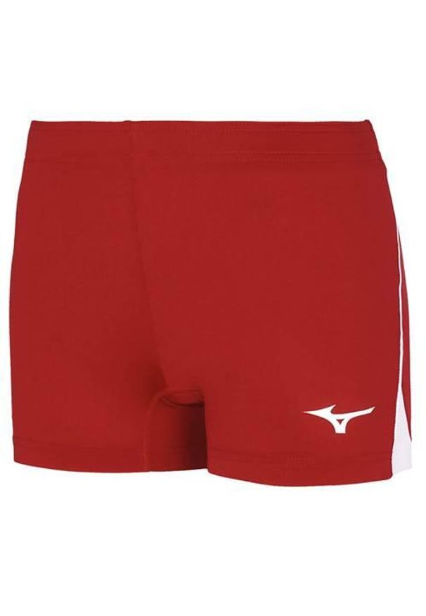 Spodnie treningowe damskie Mizuno Highkyu. Kolor: czerwony, biały, wielokolorowy. Długość: krótkie. Sport: fitness