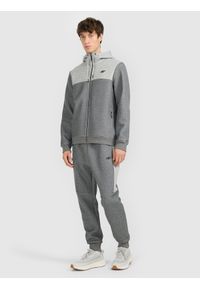 4f - 4F Bluza dresowa rozpinana z kapturem męska - szara S. Okazja: na co dzień. Typ kołnierza: kaptur. Kolor: szary. Materiał: dresówka. Styl: klasyczny, casual #2