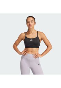Adidas - Biustonosz Aeroreact Training 3-Stripes. Kolor: czarny. Materiał: materiał. Sport: fitness