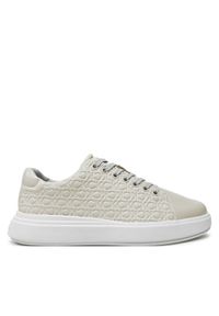 Calvin Klein Sneakersy Cupsole Lace Up Saff Mono HW0HW02103 Beżowy. Kolor: beżowy. Materiał: skóra