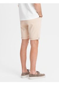 Ombre Clothing - Jeansowe męskie klasyczne szorty z podwiniętą nogawką – kremowe V2 OM-SRDS-0162 - XXL. Kolor: kremowy. Materiał: jeans. Sezon: lato. Styl: klasyczny #6