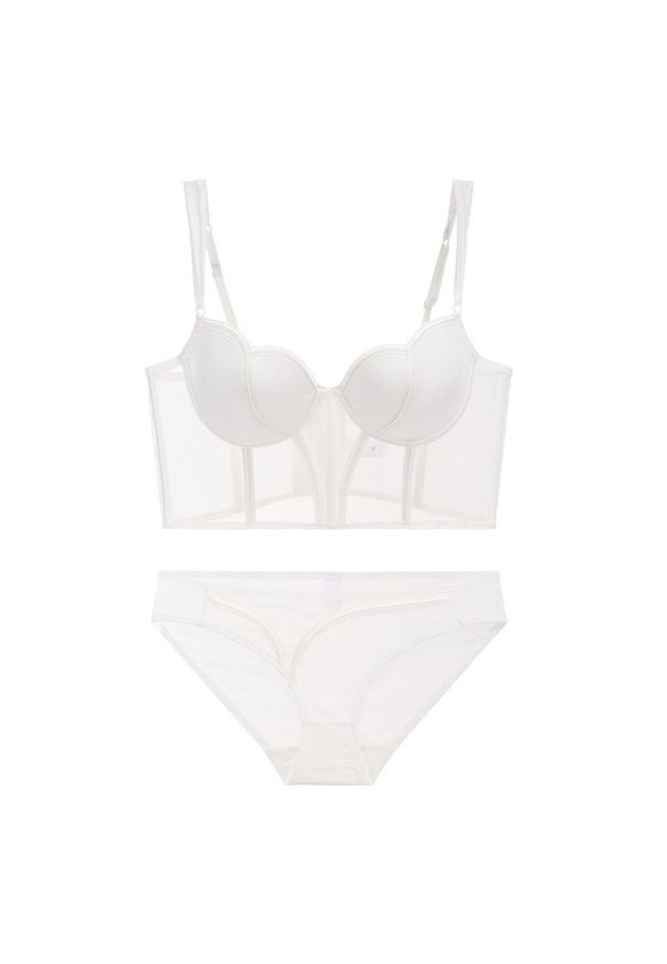 Intica - Gorsetowy komplet damski na wieczór i na co dzień Sietha. Kolor: biały. Materiał: materiał