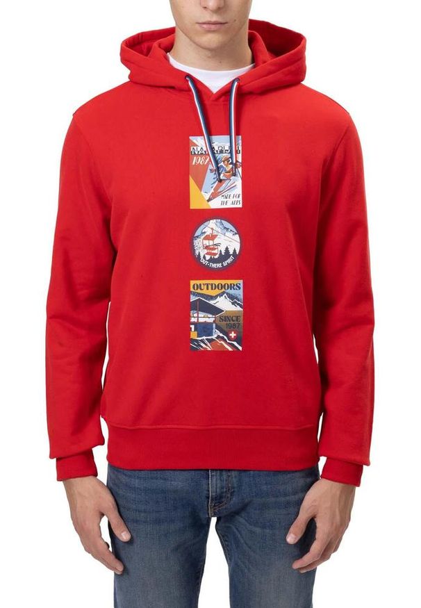 Bluza męska Napapijri B-Portalet Hooded. Kolor: czerwony