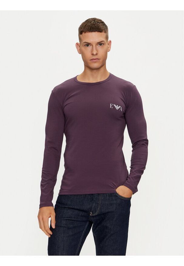 Emporio Armani Underwear Longsleeve 111023 4F715 05093 Fioletowy Slim Fit. Kolor: fioletowy. Materiał: bawełna. Długość rękawa: długi rękaw