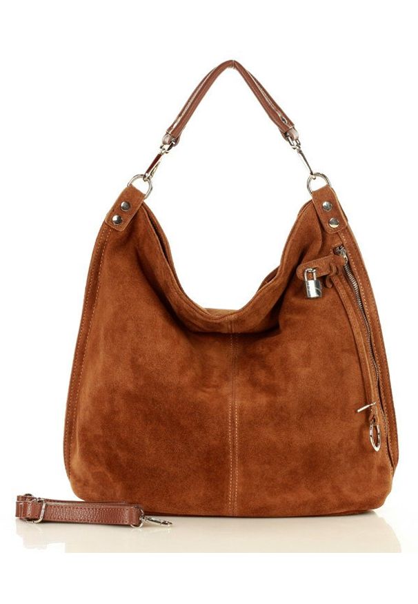 GENUINE LEATHER - Ponadczasowa Skórzana Torebka Worek MAZZINI. Materiał: skórzane
