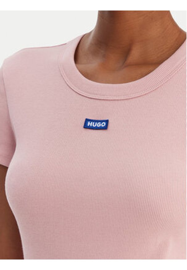 Hugo - HUGO T-Shirt Easy 50523924 Różowy Slim Fit. Kolor: różowy. Materiał: bawełna
