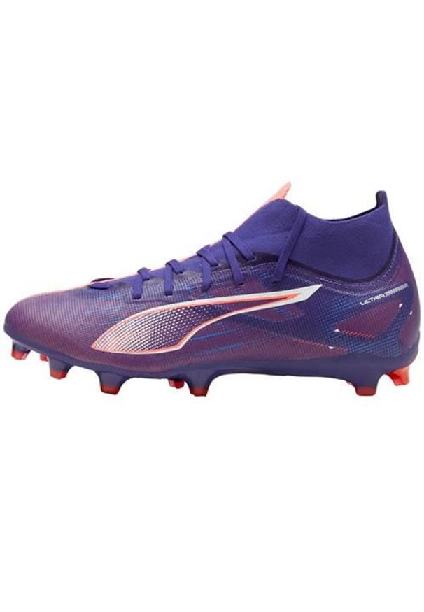 Buty piłkarskie męskie Puma Ultra 5 Match+. Kolor: wielokolorowy, biały. Materiał: materiał, syntetyk. Szerokość cholewki: normalna. Sport: piłka nożna