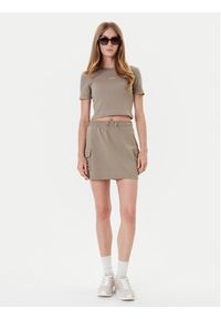 Guess T-Shirt V5YP08 K8RT2 Khaki Slim Fit. Kolor: brązowy. Materiał: wiskoza #5