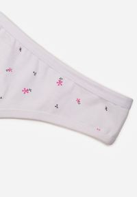 Born2be - Białe Majtki Stringi z Bawełną w Kwiaty Calylia. Kolor: biały. Materiał: bawełna. Wzór: kwiaty #3