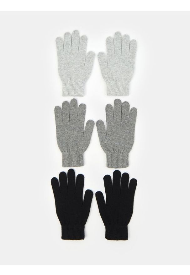 Sinsay - Rękawiczki 3 pack - szary. Kolor: szary