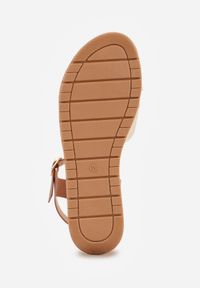 Renee - Złote Płaskie Sandały VICES z Cholewką ze Skrzyżowanymi Paskami Emelika. Zapięcie: pasek. Kolor: złoty. Wzór: haft. Styl: boho #4