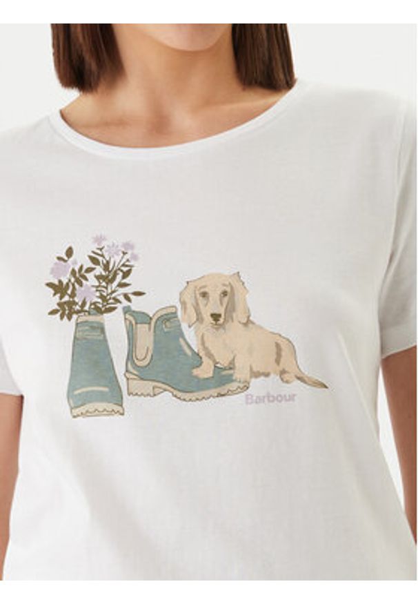 Barbour T-Shirt Brambles LTS0712WH11 Biały Regular Fit. Kolor: biały. Materiał: bawełna