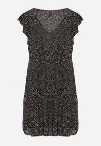 Born2be - Czarna Bawełniana Sukienka o Rozkloszowanym Kroju w Kropki Giavina. Okazja: na co dzień. Kolor: czarny. Materiał: bawełna. Wzór: kropki. Typ sukienki: sportowe, rozkloszowane. Styl: casual, sportowy #2