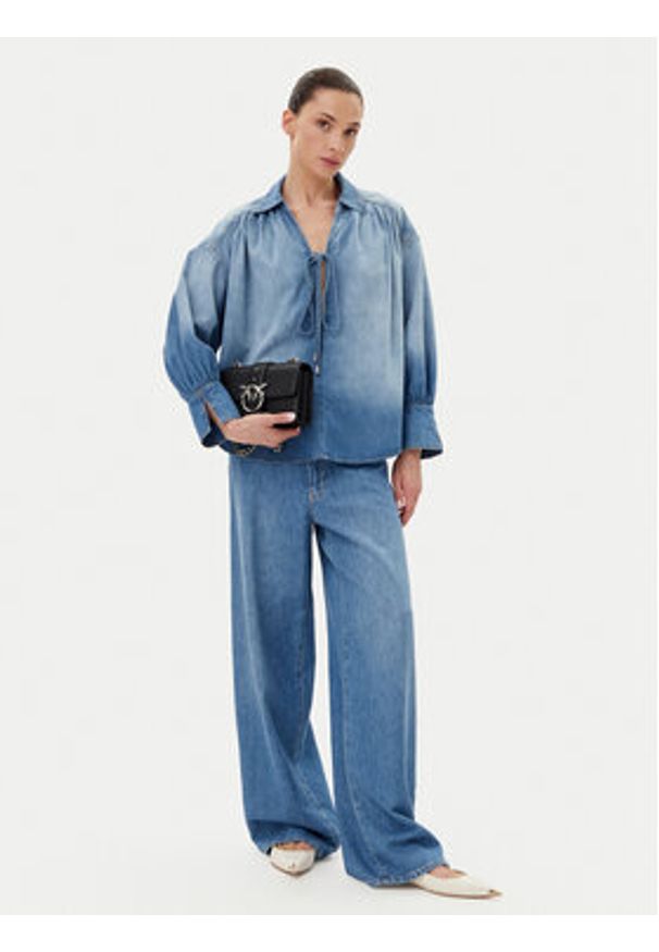 Pinko - PINKO Bluzka 104630 A2DT Niebieski Relaxed Fit. Kolor: niebieski. Materiał: jeans