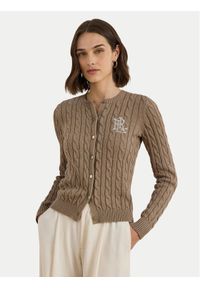 Lauren Ralph Lauren - LAUREN RALPH LAUREN Kardigan 200932225012 Brązowy Slim Fit. Kolor: brązowy. Materiał: bawełna
